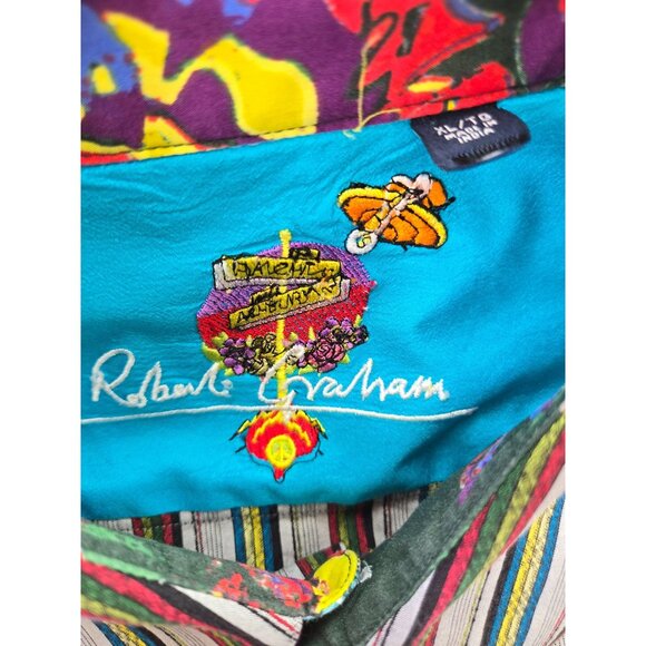 Robert Graham Mens Striped Shirt XL Long Sleeve Button-Up Multi-Color - Picture 4 of 10